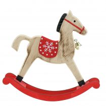 Koń na biegunach Drewno Naturalne, Czerwone 21,5cm H21cm