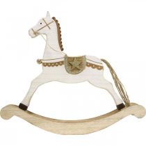 Produkt Drewniany koń na biegunach, ozdoba świąteczna Biały Złoty W32,5cm