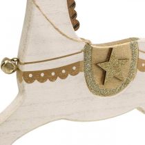 Produkt Drewniany koń na biegunach, ozdoba świąteczna Biały Złoty W32,5cm