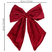 Produkt Czerwona kokarda z aksamitu i sztruksu do zawieszania ozdób świątecznych, 24 cm, 2 sztuki