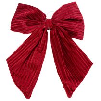 Produkt Czerwona kokarda z aksamitu i sztruksu do zawieszania ozdób świątecznych, 24 cm, 2 sztuki