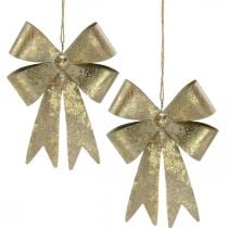 Metalowe kokardki, zawieszki świąteczne, ozdoby adwentowe Złote, antyczne H18cm W12,5cm 2szt.