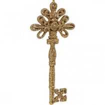 Deco Key, ozdoba świąteczna z brokatem, ozdoba choinkowa złota H15,5cm 12szt.