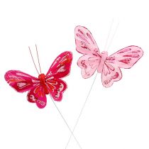Motyl 9,5cm Różowy 12szt