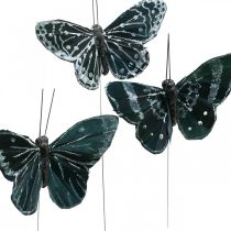 Motyle piórkowe czarno-białe, motyle na drucie, sztuczne ćmy 5,5×9cm 12szt