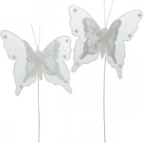 Motyle z pereł i Glimmer, Dekoracja ślubna, Motyl Feather na drutach White