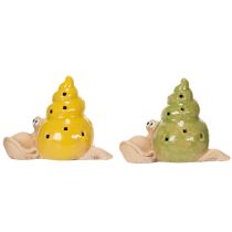 Produkt Ceramiczny, dekoracyjny ślimak z oświetleniem LED. Zabawna dekoracja stołu do domu i na balkon. 12 cm, 2 sztuki.