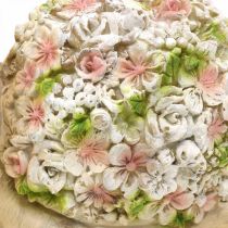 Ślimak z kwiatową dekoracją, zwierzę ogrodowe, dekoracyjny ślimak, dekoracja letnia brąz/róż/zieleń W13,5cm D19cm