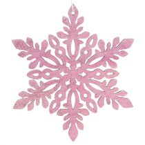 Produkt Drewniane śnieżynki 8-12cm różowo/białe 12szt.