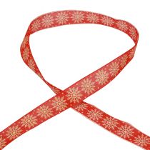 Produkt Świąteczna wstążka prezentowa płatki śniegu czerwona 25mm 20m