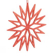 Produkt Dekoracja płatek śniegu drewniane ozdoby choinkowe pomarańczowe 10cm 12 szt