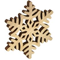 Produkt Drewniana dekoracja w kształcie płatków śniegu, biała, naturalna, 3/5/7 cm, różne kolory, 36 szt.