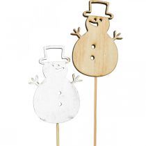 Produkt Wtyczka kwiatowa Dekoracja świąteczna bałwan drewno 7cm 12szt