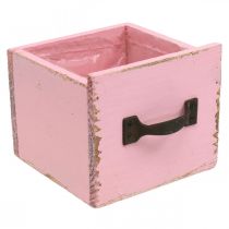 Dekoracyjna szuflada do sadzenia różowego drewna shabby chic 12,5×12,5×10cm