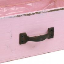 Drewniana doniczka z szufladami różowa shabby chic deco 25×13×8cm