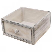 Produkt Donica drewniana szuflada antyczny wygląd kremowy 24/20/16/12cm zestaw 4