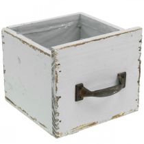 Szuflada na rośliny shabby chic drewniana szuflada szara 12,5 × 12,5 × 11 cm