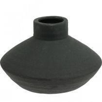 Czarny ceramiczny wazon dekoracyjny wazon płaski bulwiasty H12.5cm