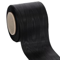 Produkt Czarna wstążka do wieńca 75 mm 25 m - wstążka żałobna z octanu do nadruku i dekoracji