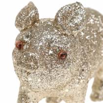 Dekoracja Świnka Pig Glitter Champagne 10cm 8szt.