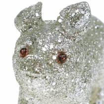 Deco Pig Glitter Silver 10cm 8szt.
