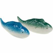 Pływające rybki niebiesko/zielone ceramiczne 16cm 2szt.