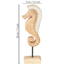 Produkt Dekoracja konik morski z perłami, dekoracja stołu marynistycznego, drewno, 28 cm