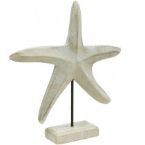 Rozgwiazda wykonana z drewna, rzeźba dekoracyjna morska, dekoracja morska naturalne kolory, kolor biały wys. 28cm