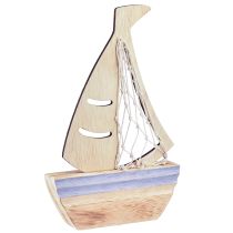 Produkt Stojak do dekoracji łodzi żaglowej drewno naturalny jasnoniebieski 25,5×16,5cm 3 szt