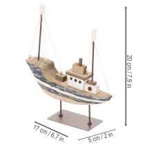 Produkt Dekoracja statku w stylu marynistycznym, drewniana ze stojakiem, 20 cm