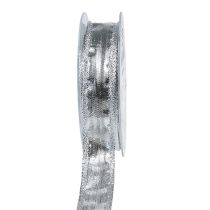 Produkt Wstążka dekoracyjna srebrna z krawędzią drutu 25mm 25m