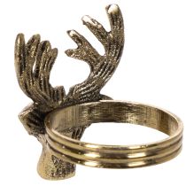 Produkt Metalowy pierścień na serwetki z głową jelenia w kolorze złotym, 6 cm, 4 sztuki