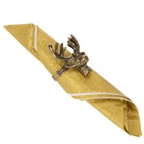 Produkt Metalowy pierścień na serwetki z głową jelenia w kolorze złotym, 6 cm, 4 sztuki