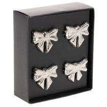 Produkt Serwetnik kokarda, metal, srebro błyszczące, 5cm, 4 sztuki