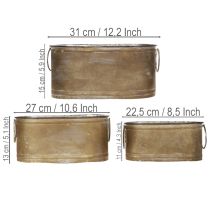 Produkt Zestaw metalowych doniczek i pojemników, styl vintage retro, dł. 22,5 cm/27 cm/31 cm