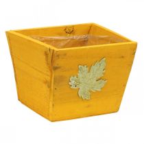 Pudełko na rośliny drewniane shabby chic drewniane pudełko żółte 11 × 14,5 × 14 cm
