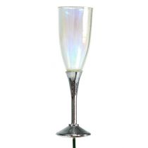 Dekoracja sylwestrowa kieliszek do szampana wtyczka srebrna 7,5 cm dł. 27 cm 12 szt.