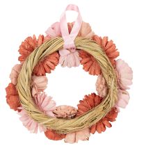Produkt Wiszący wianek kwiatowy z różowymi kwiatami do stylowej dekoracji salonu, 25 cm