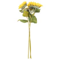 Produkt Sztuczny słonecznik z realistycznymi liśćmi i kwiatami, 58 cm, 3 sztuki