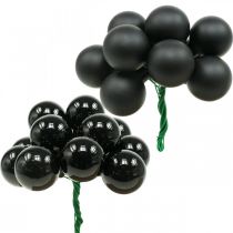 Produkt Mini bombki świąteczne na drucie czarne szkło Ø25mm 140 szt