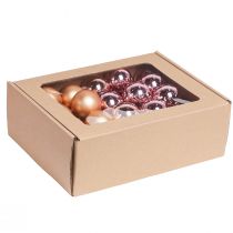 Produkt Lustrzane kule szklane jagody druciane morelowy różowy Ø40mm 32 szt