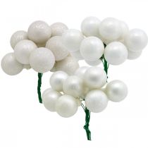 Mini bombki białe marmurkowe jagody lustrzane posortowane Ø25mm 140szt