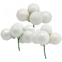 Mini Christmas Ball White Mirror Berry Glass Ø40mm Mix 32szt