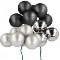 Produkt Mini bombki srebrne, szkło antracytowe Ø40mm mix 32 szt