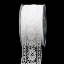 Produkt Wstążka dekoracyjna koronkowa 53mm 20m biała