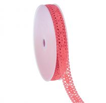 Produkt Wstążka koronkowa prezentowa różowa koralowa 18mm 20m