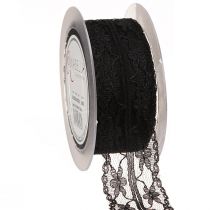 Produkt Wstążka koronkowa vintage czarna żałobna wstążka koronkowa 40mm 20m