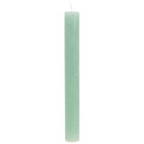 Produkt Świece stożkowe jednokolorowe jasnozielone 34mm x 300mm 4szt