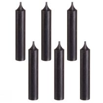 Produkt Świece stożkowe krótkie małe świeczki czarne 110mm Ø21mm 6 szt. pęczek