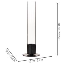 Produkt Świecznik stożkowy ze szklanym cylindrem. Prosty i ponadczasowy. 31 cm